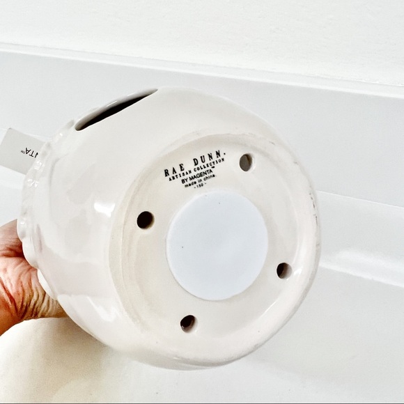 Rae Dunn NEST Acorn Glazed Ceramic Birdhouse w/ Pink Ribbon Autumn Fall Decor - Picture 4 of 6